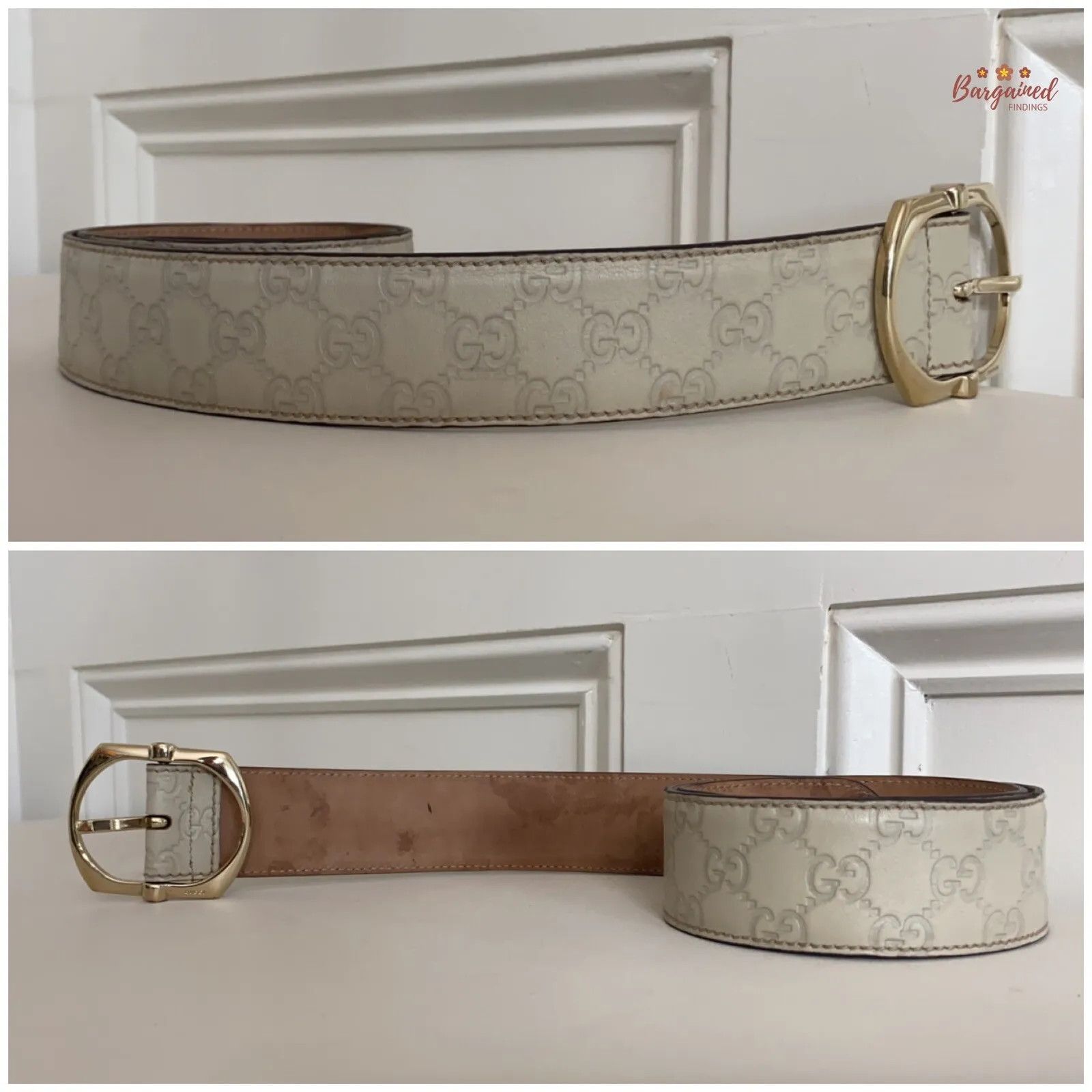 Gucci Gucci GG Embossed Signature Leather Gold Pin Buckle Belt Size 30 - 5 Thumbnail