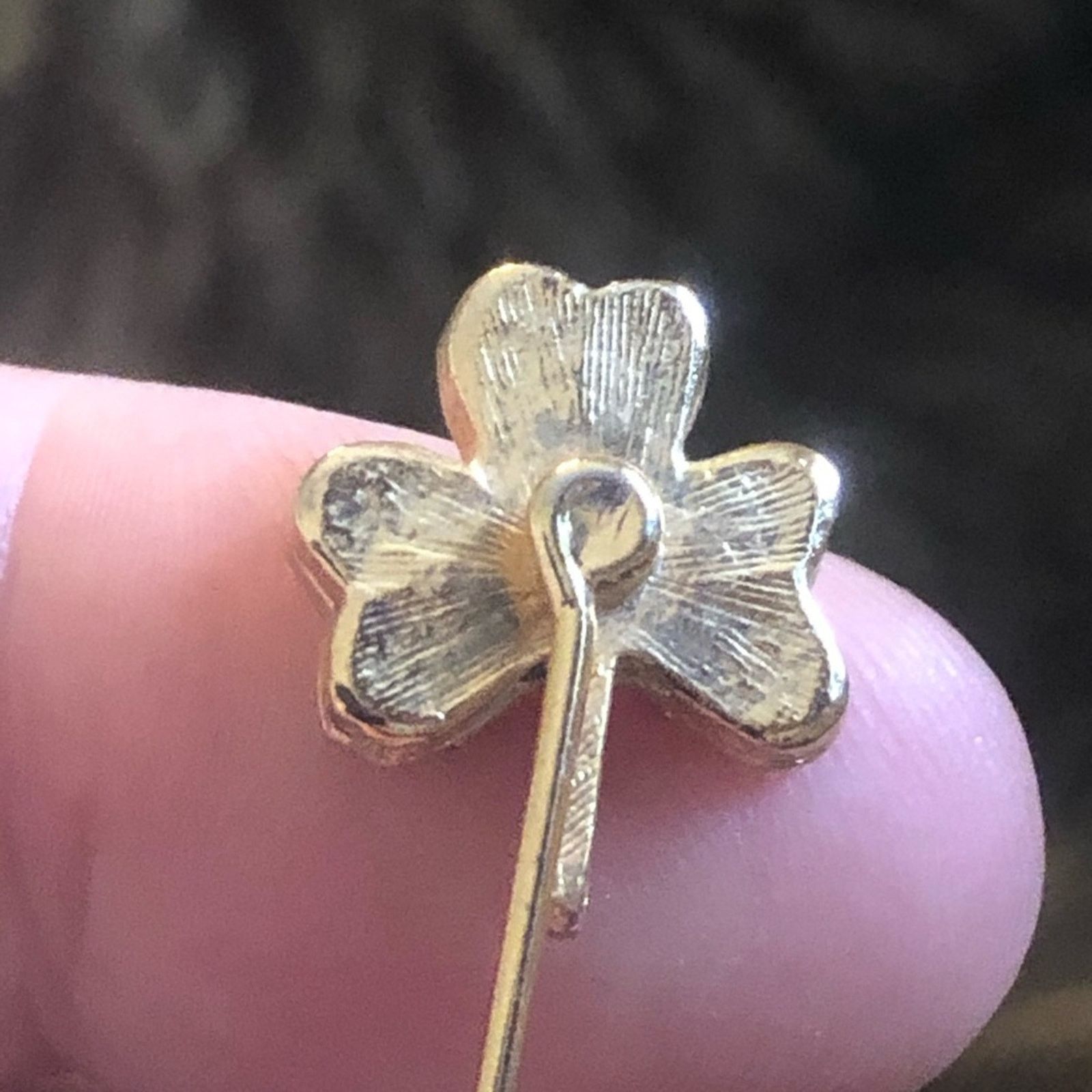 Vintage Vintage 3 leaf clover enamel gold plated hat pin Size ONE SIZE - 5 Thumbnail