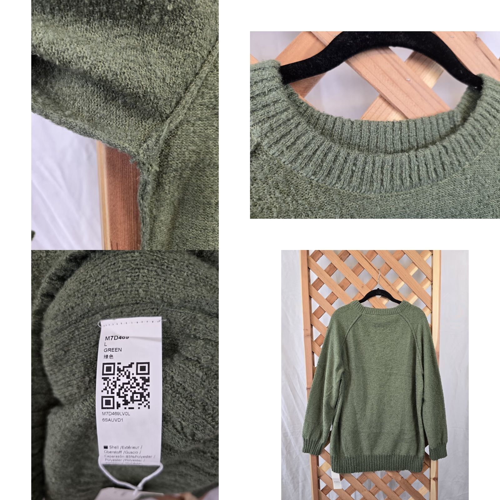 Vintage Saodimallsu Women's Oversized Crew Neck Long Sleeve Sweater - Green Size L - NWT Vintage? Size L / US 10 / IT 46 - 8 Thumbnail