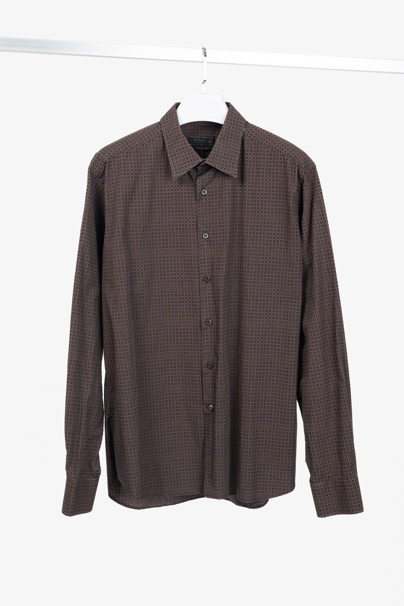 Prada Prada Dotted-Square-Print Cotton-Poplin Buttoned Shirt Size US XL / EU 56 / 4 - 1 Thumbnail