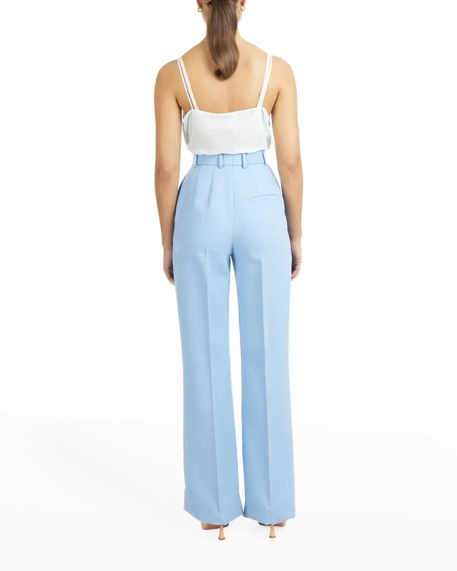 Casablanca Blue High-Waisted Flared Merino Wool Trousers Size 26" / US 2 / IT 38 - 4 Thumbnail