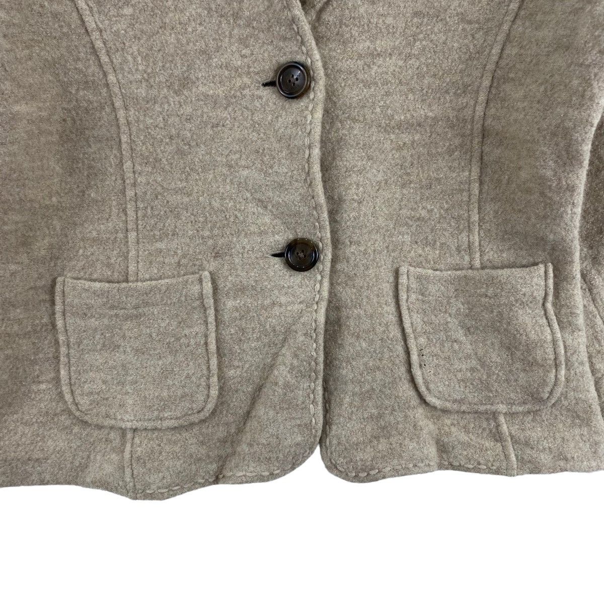 Lands' End Vintage LAND’S END Wool Beige Short Blazer Coat Size S / US 4 / IT 40 - 3 Thumbnail