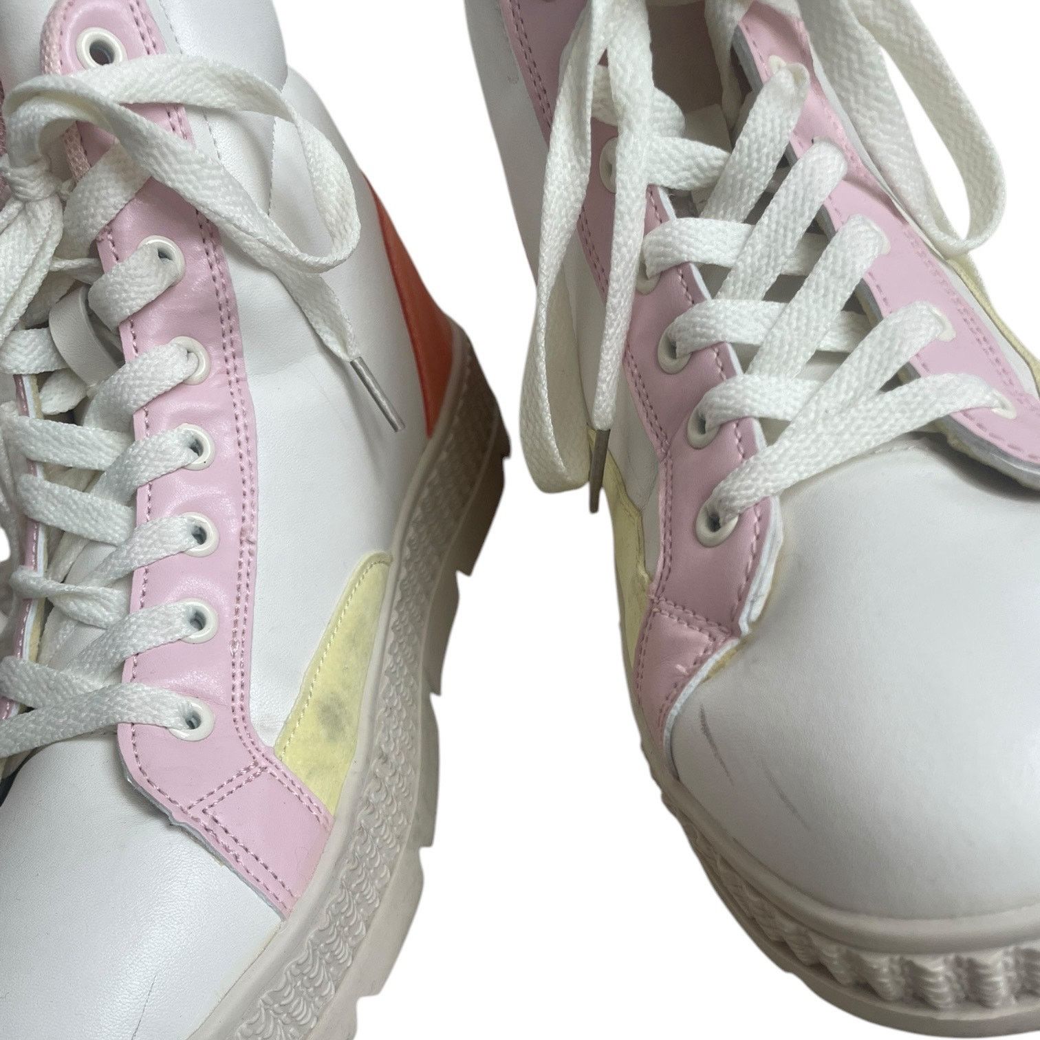 Other Berness Leather White Pastel Color Block Platform Sneakers Size US 8 / IT 38 - 5 Thumbnail