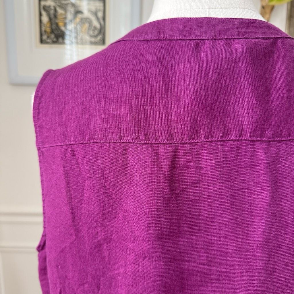 Other Ellen Tracy 100% Linen Plum Purple Sleeveless Shirt L Size L / US 10 / IT 46 - 3 Thumbnail