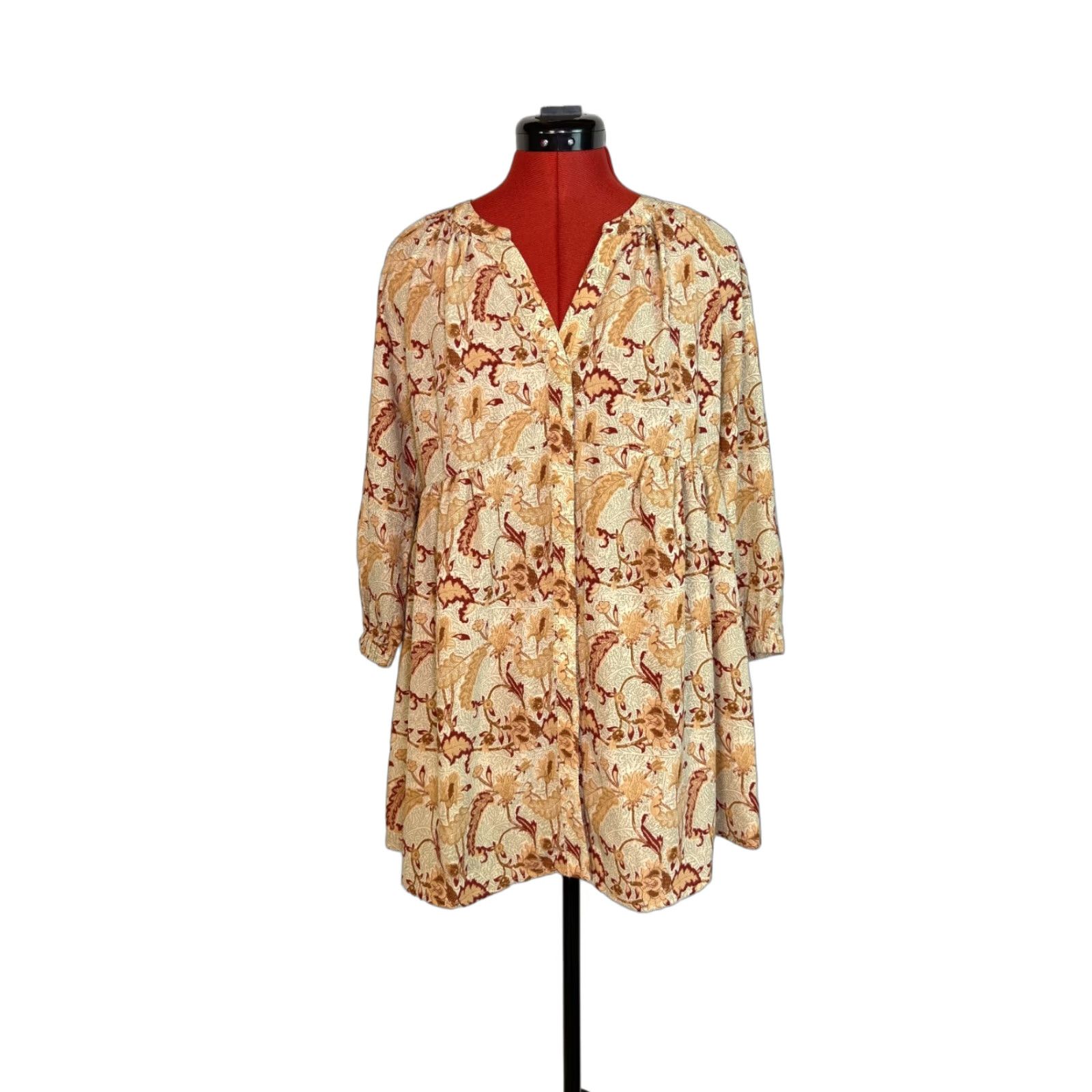 Anthropologie Melloday Womens Floral Popover Dress Boho D186 D186 Small  V-Neck 3/4 Sleeve Knee Length Multicolor Shirt Dress Mens Womens Girls |  Grailed