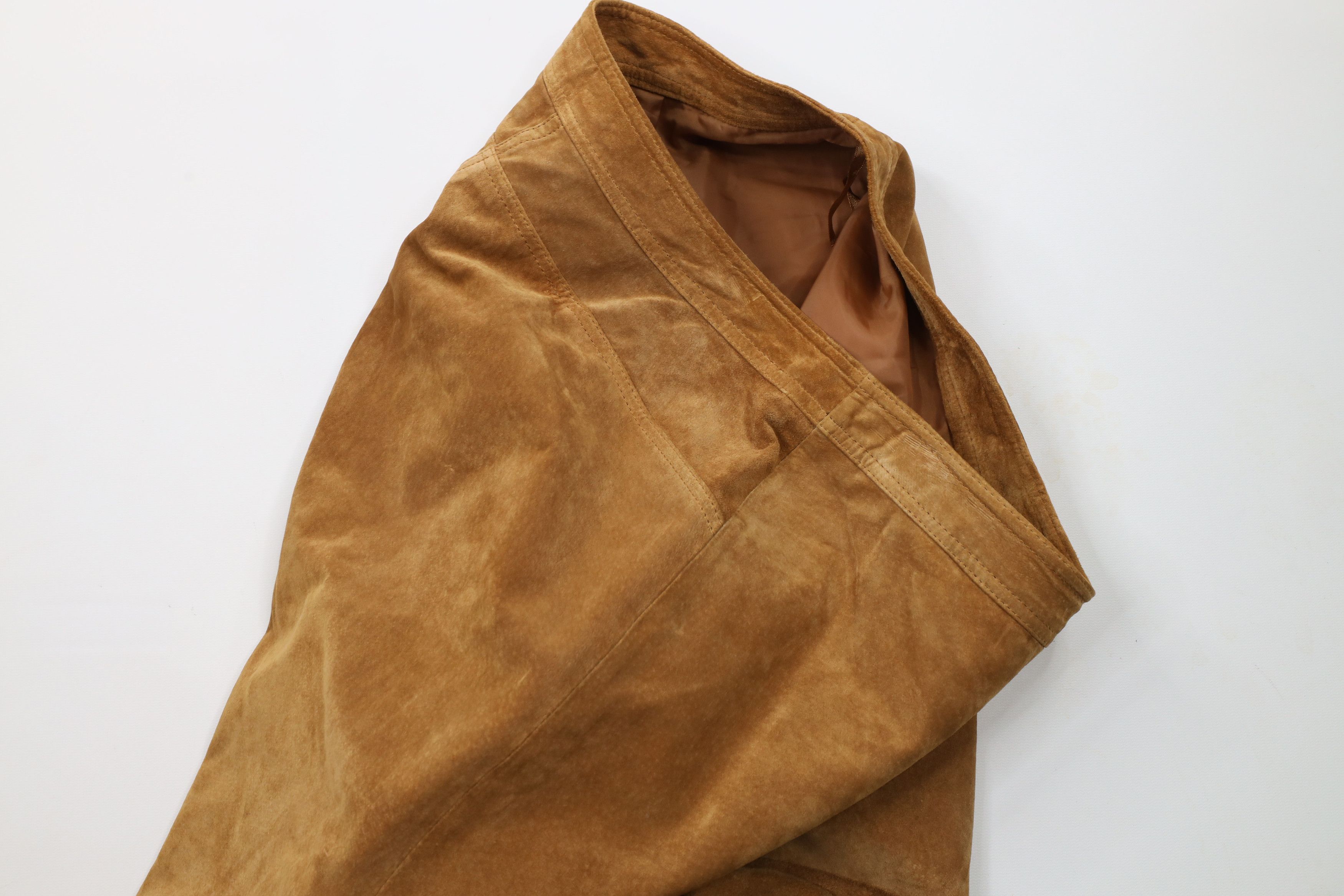 Vintage Vintage 90s Streetwear Leg Suede Leather Pants Brown Size 34" / US 12 / IT 48 - 7 Thumbnail