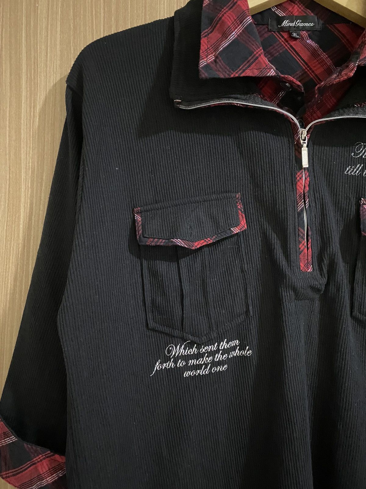 If Six Was Nine × Japanese Brand × Le Grande Bleu (L.G.B.) 2000s mind games double collar half zip poem punk polo shirt Size US XL / EU 56 / 4 - 6 Thumbnail