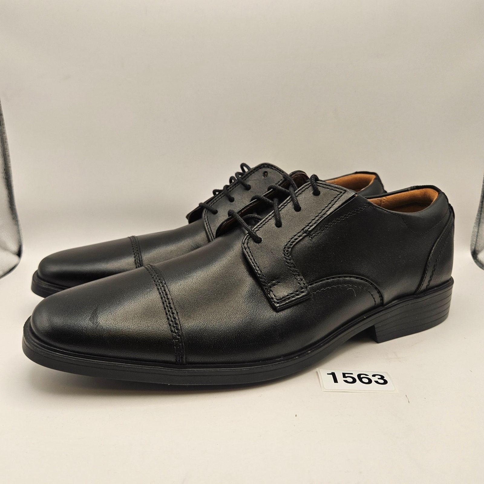 CLARKS MEN'S 11 CLARKSLITE CAP BLACK LEATHER DRESS SHOES