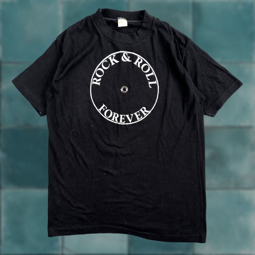 Vintage VINTAGE Rock N Roll 70s T Shirt Rockabilly Black Sportswear Men L Crew Neck Short Sleeve Graphic Print 70s Grunge Vintage Size US L / EU 52-54 / 3 - 1 Thumbnail