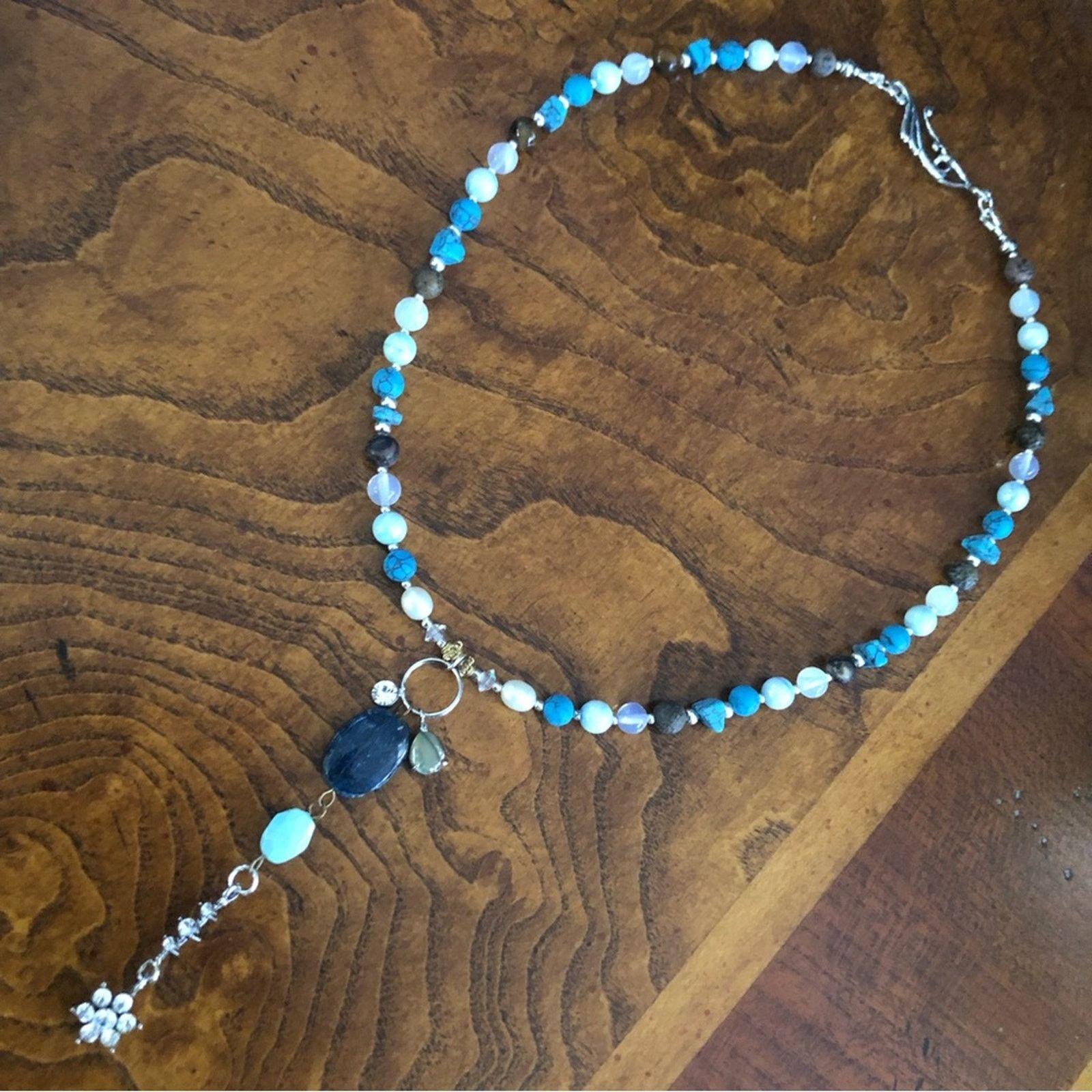 Handmade Handcrafted elegant mixed genuine stone and pearl necklace Size ONE SIZE - 7 Thumbnail