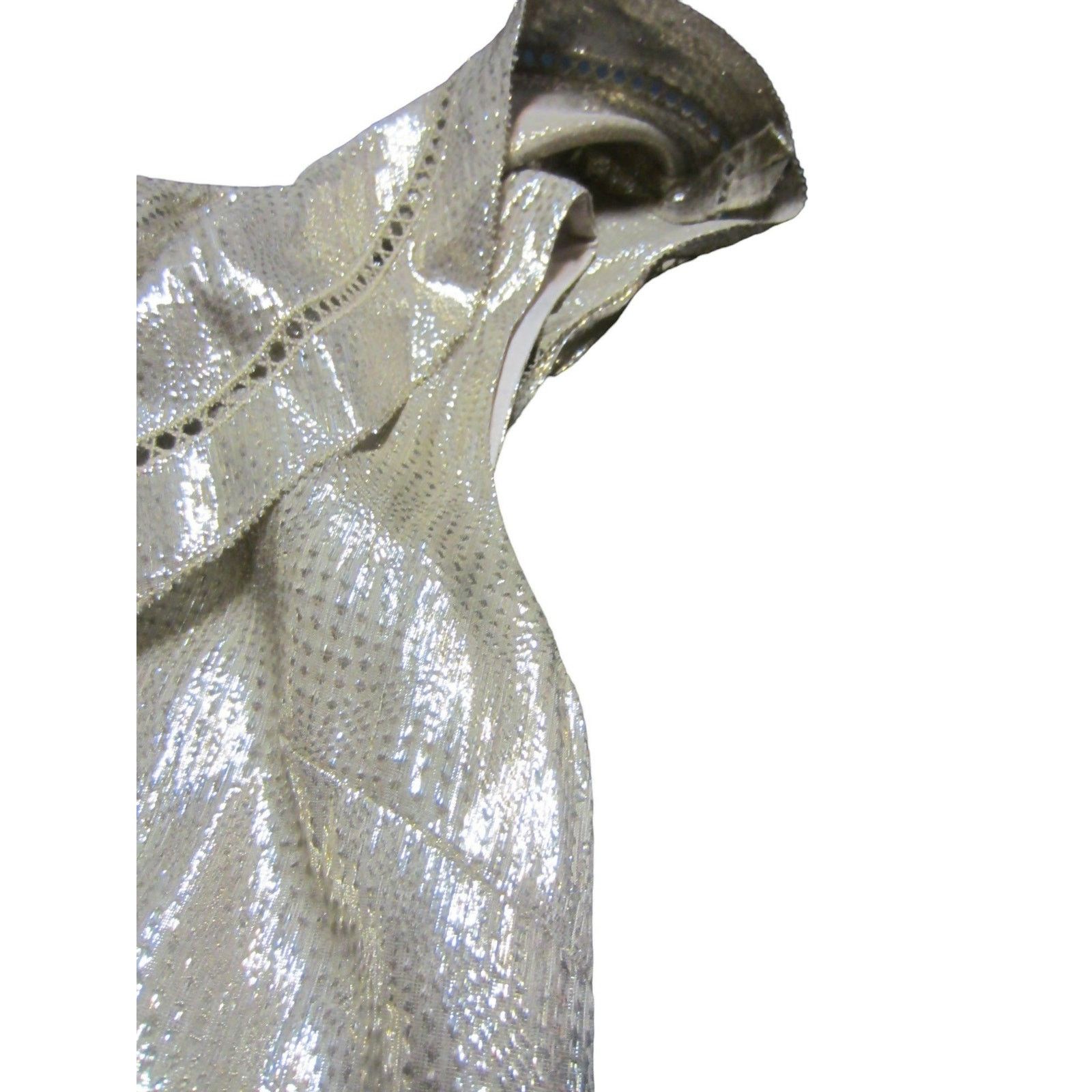 Rachel Zoe Rachel Zoe Silk Blend Gold Metallic One Shoulder Dress Size XS / US 0-2 / IT 36-38 - 5 Thumbnail