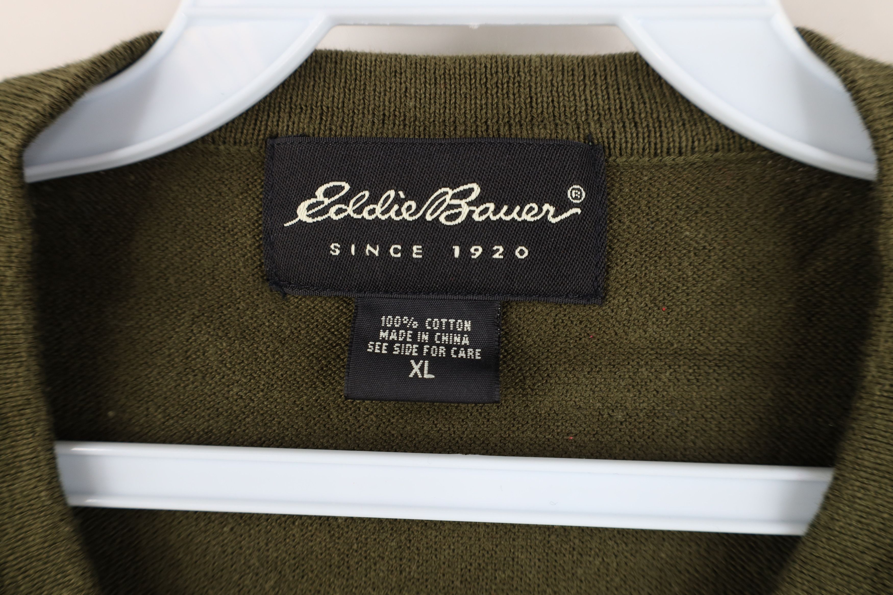 Eddie Bauer Vintage 90s Eddie Bauer Knit V-Neck Sweater Vest Olive Size US XL / EU 56 / 4 - 6 Thumbnail