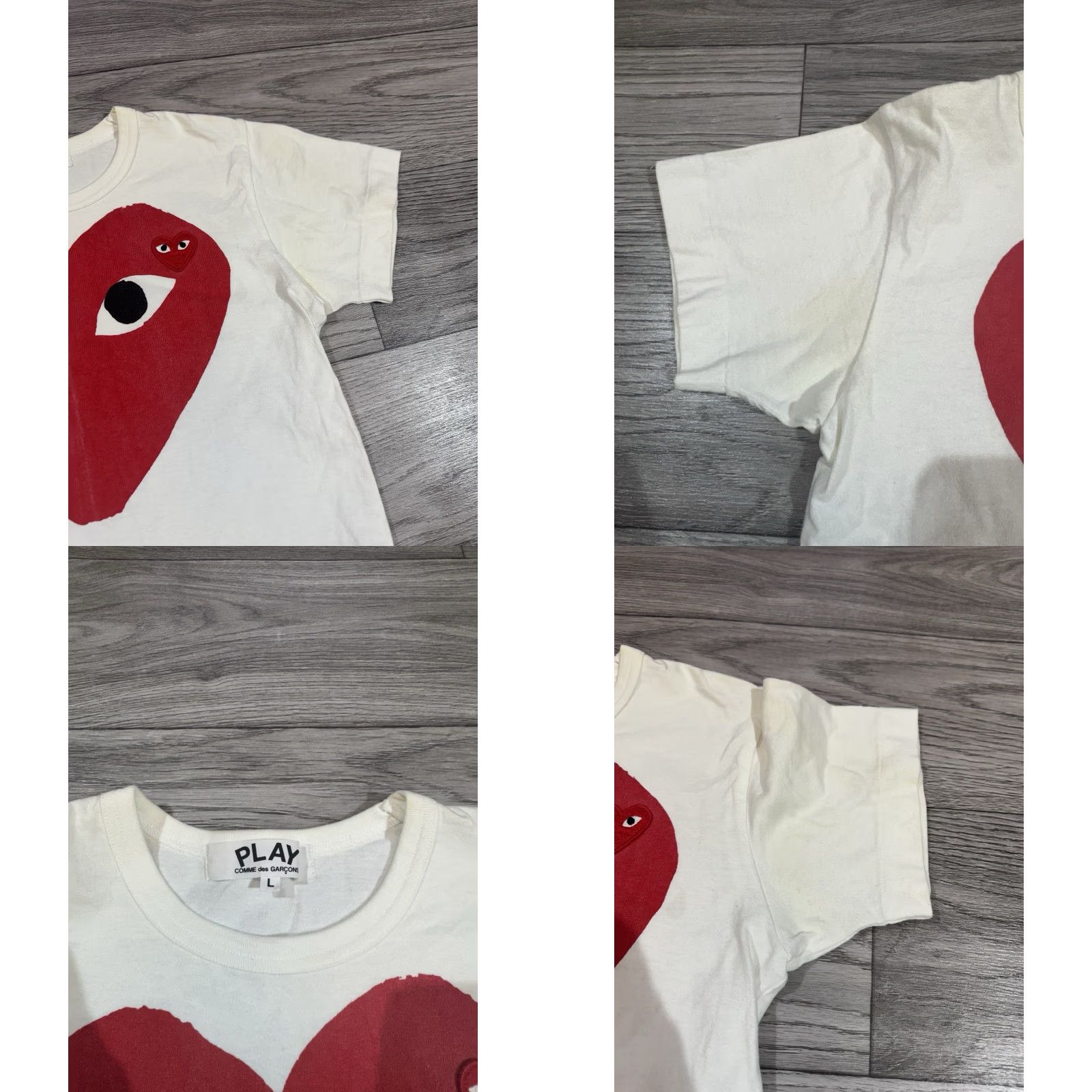 Comme des Garcons Girl VINTAGE Comme des Garçons PLAY White T-Shirt Double Red Heart Logo Women’s Size L Shirt Women L White Heart Logo 90s/90s? No Size L / US 10 / IT 46 - 8 Thumbnail
