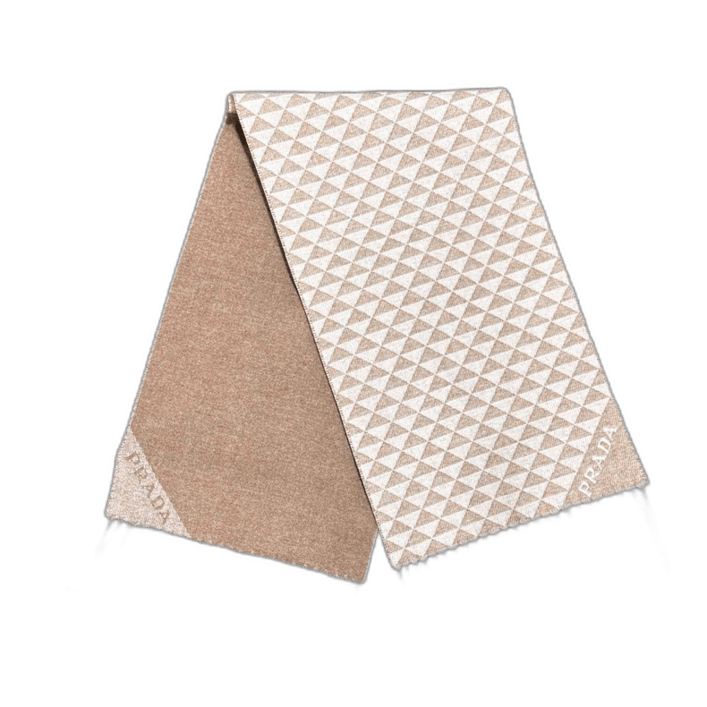 Prada Beige triangle logo scarf by PRADA Size ONE SIZE - 1 Thumbnail