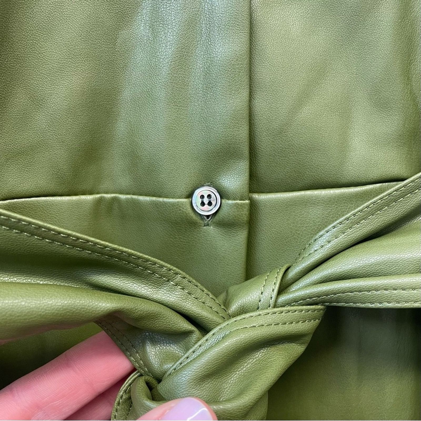 Other Natori Green Faux Leather Shirt Dress size L Size L / US 10 / IT 46 - 7 Thumbnail