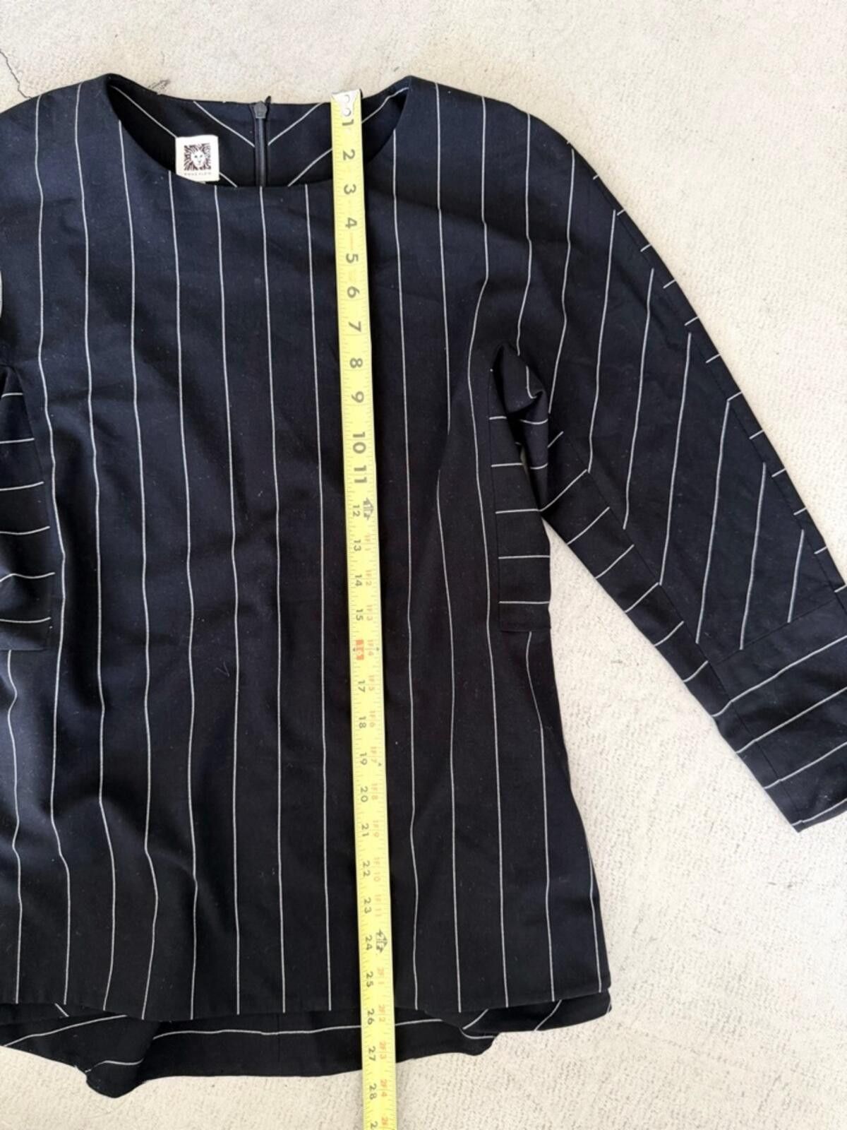 Other Anne Klein / Pinstripe Tunic Top / Black White Size M / US 6-8 / IT 42-44 - 5 Thumbnail