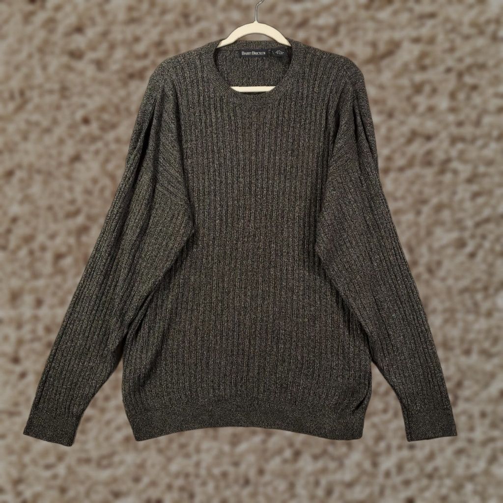 Vintage Barry Bricken Silk Sweater 2XL Gray Crew Neck Long Sleeve Pullover Knit Classic Casual Preppy Mens Size US XXL / EU 58 / 5 - 1 Thumbnail