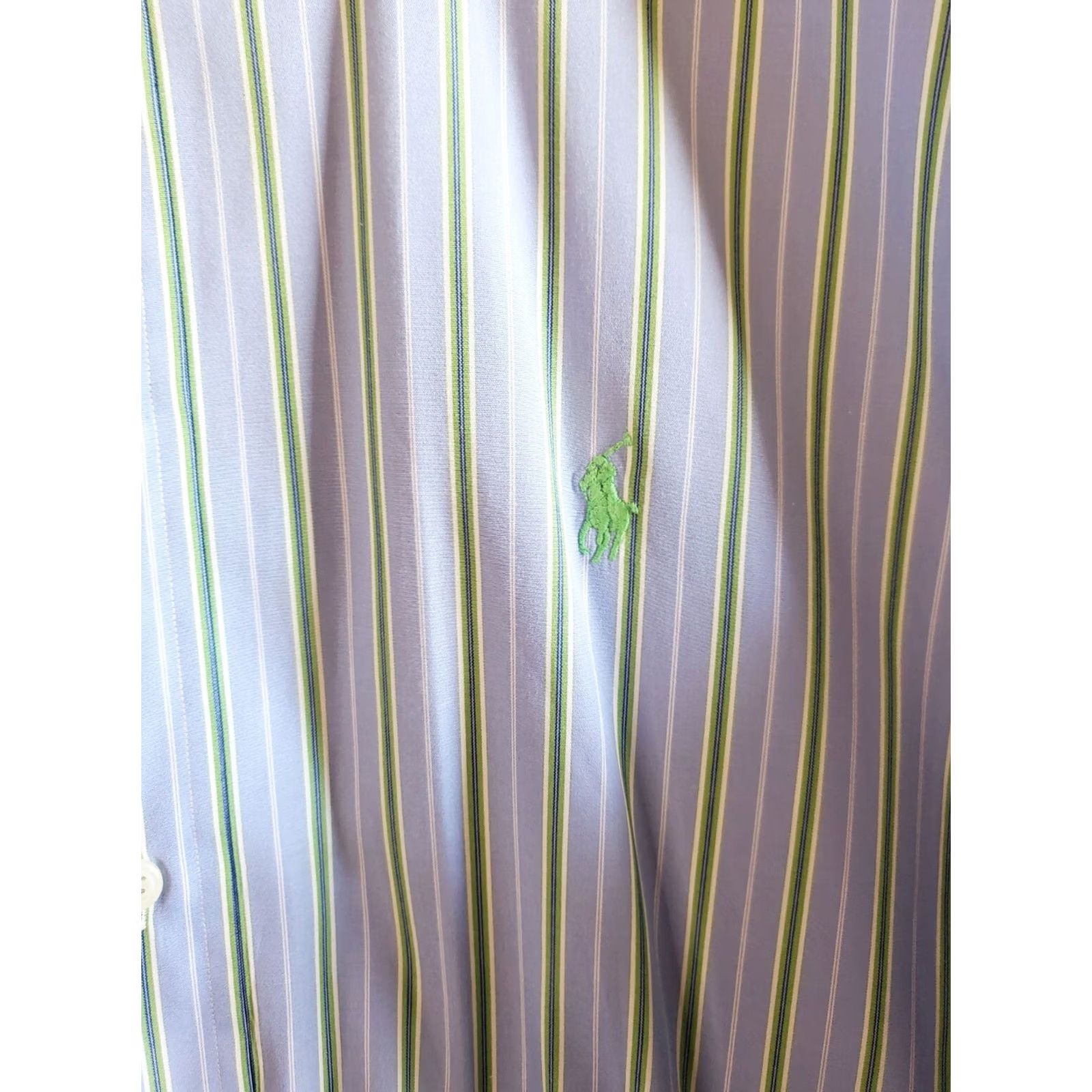 Ralph Lauren Ralph Lauren Men's Classic Fit Button-Down Shirt Blue Green-Striped Long Sleeve Shirt L Image? (Note: This item is pre-owned; dry clean tag). Size US L / EU 52-54 / 3 - 4 Thumbnail