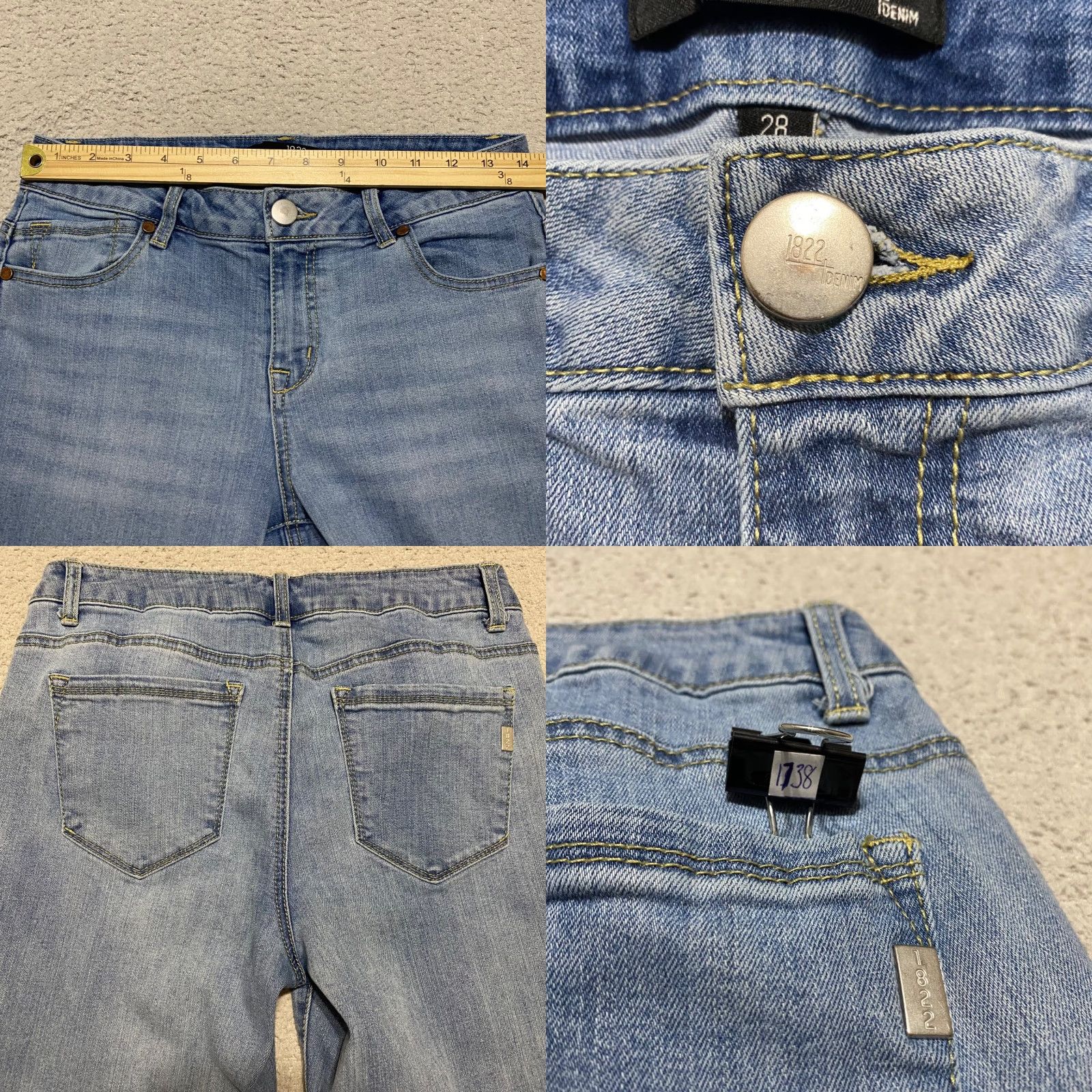 Vintage 1822 Denim Jeans Blue Medium Wash 28 Slim Skinny Mid Rise Women Regular Size 1822 Denim Womens Jeans Blue Medium Wash 28- Inseam 27 in Size 28" / US 6 / IT 42 - 8 Thumbnail