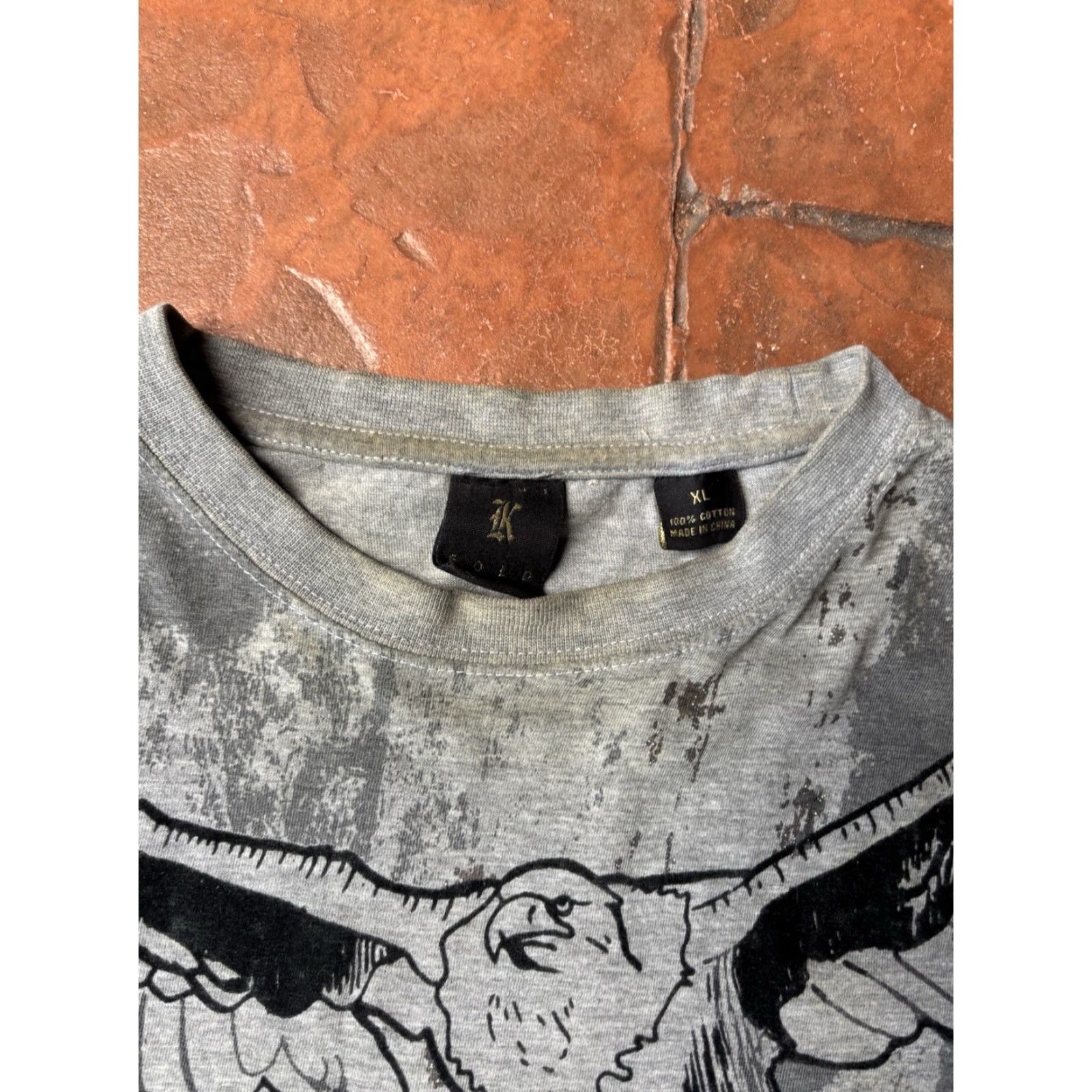 Karl Kani VINTAGE Karl Kani T-Shirt XL Gray Short Sleeve Crew Neck Graphic Print AOP Bird Grunge Hip-Hop Halloween Punk Rock Size US XL / EU 56 / 4 - 4 Thumbnail