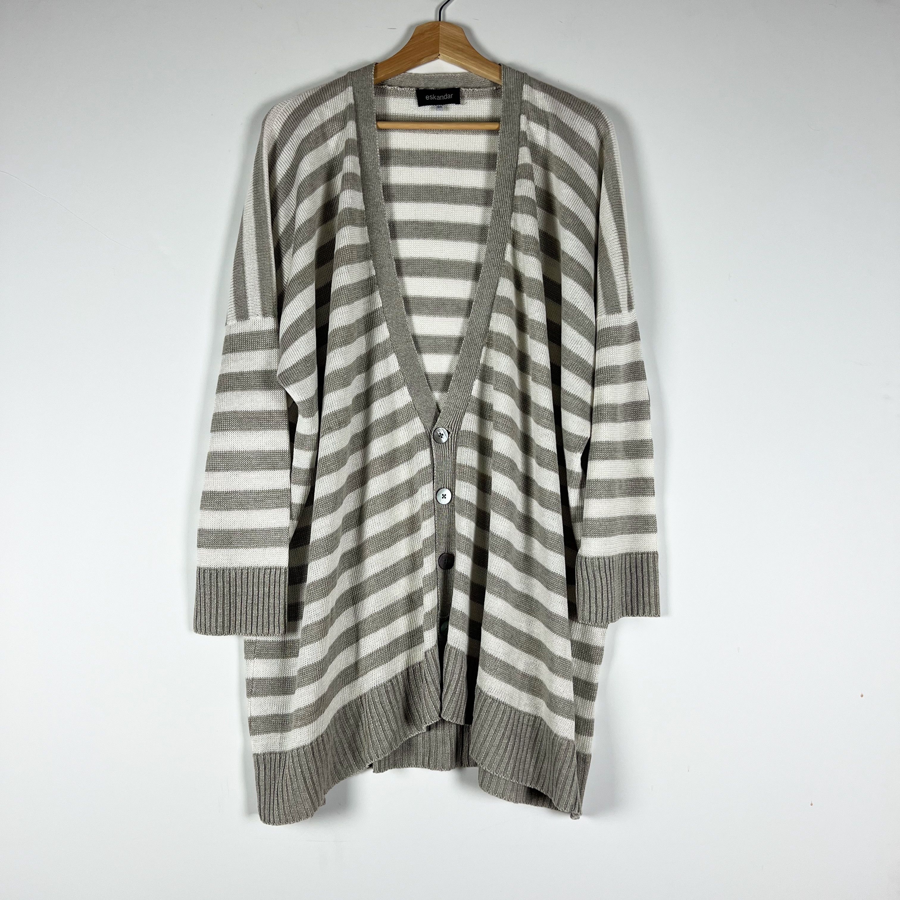 eskandar Eskandar Linen Knit Stretch V Neck Button Size ONE SIZE - 1 Thumbnail