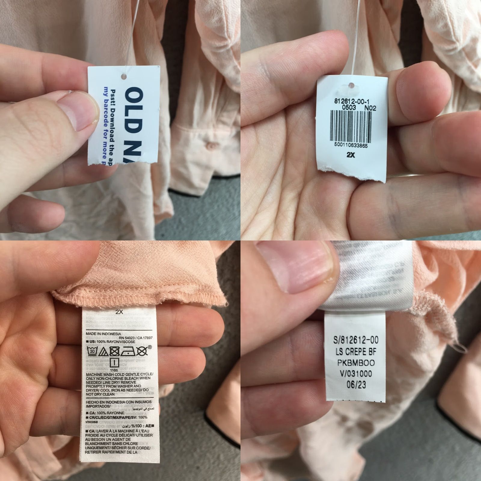 Old Navy Old Navy Shirt Womens 2X Pink Rayon Long Sleeve Collared Button Up Casual NEW Size XXL / US 16-18 / IT 52-54 - 9 Thumbnail