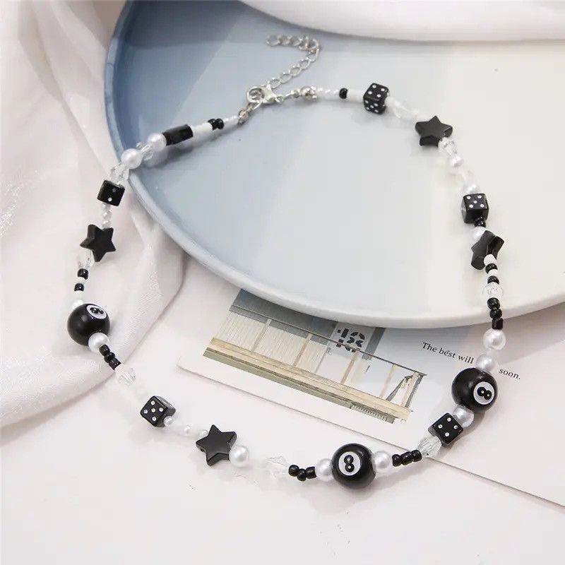 Jewelry 8 Beaded Initial Letters Pendant Chain Necklace Size ONE SIZE - 2 Thumbnail