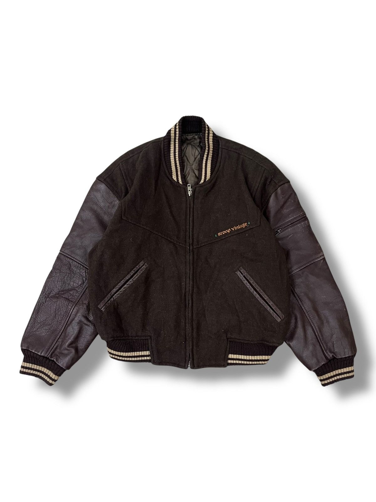 SCOOP Vintage Scoop Varsity Jacket Leather Sleeves Size US M / EU 48-50 / 2 - 2 Thumbnail