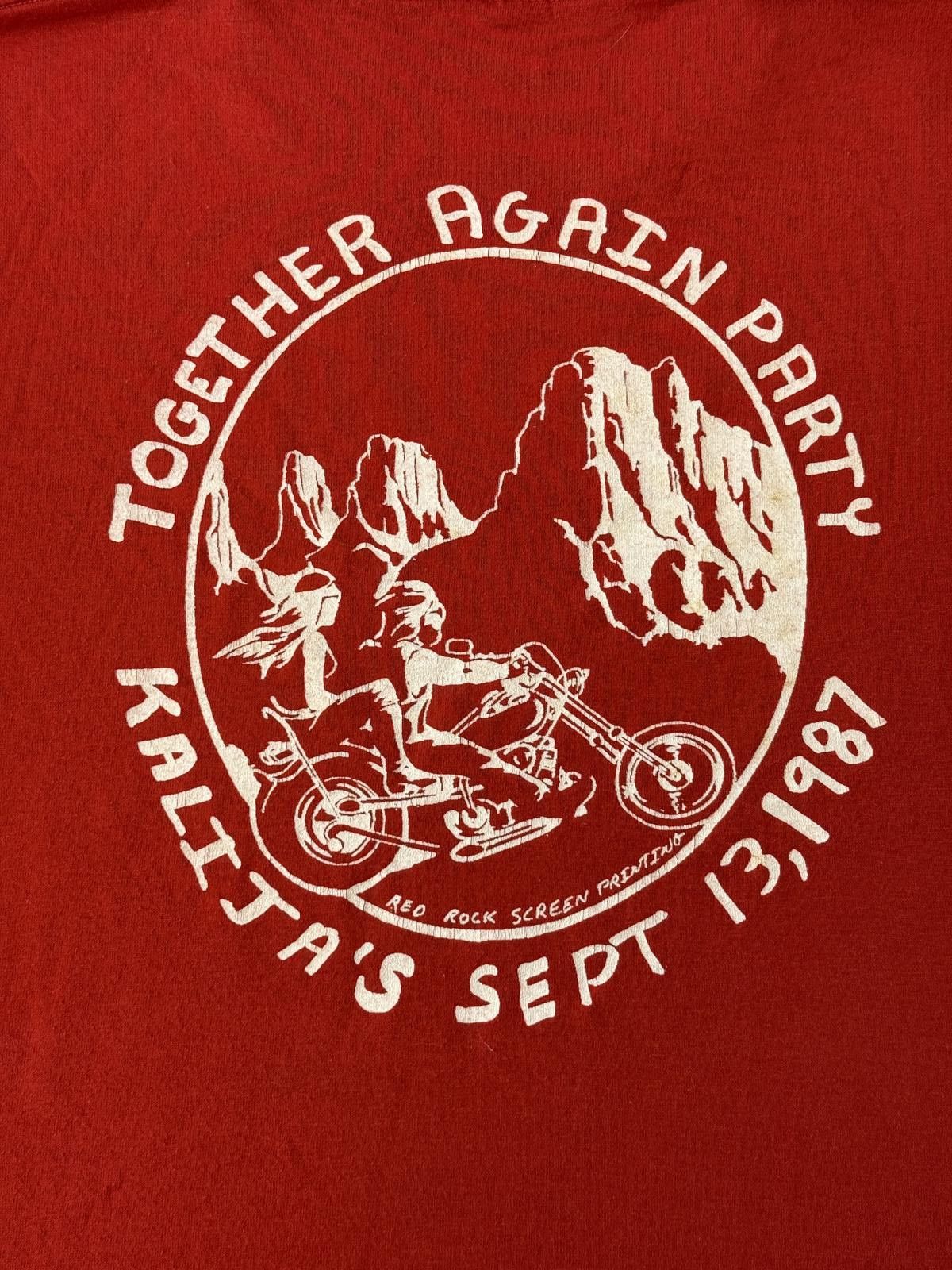 Designer VTG Together Again Party Biker T-shirt Kalijas 1987 XL Size US XL / EU 56 / 4 - 6 Thumbnail