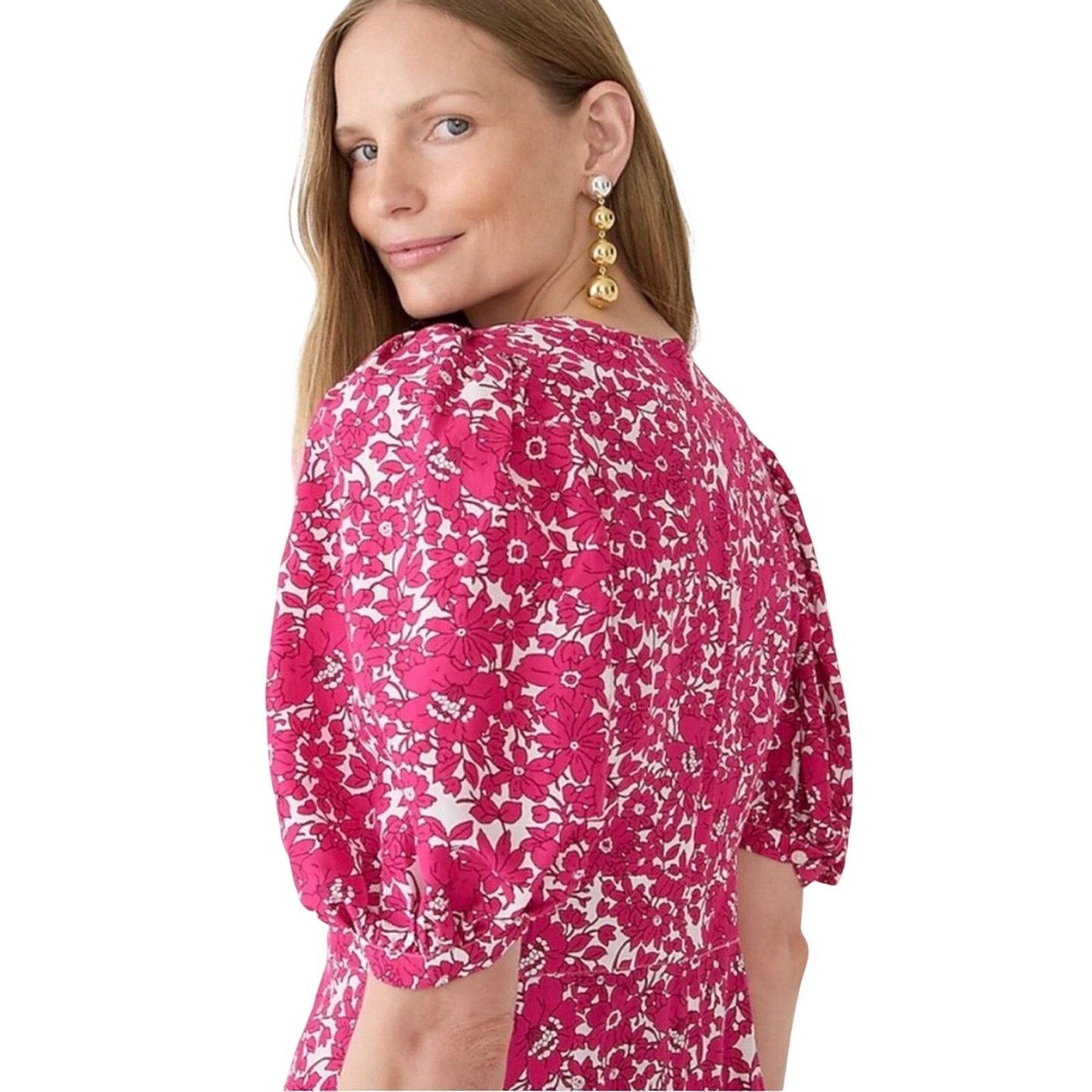 J.Crew New Puff Sleeve V-neck Drapey Floral Maxi Dress $298 Sz 00 Size XXS / US 00 / IT 34 - 3 Thumbnail