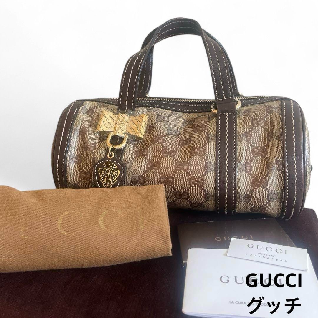 Gucci Gucci - Handbag Heart Ribbon Monogram Brown Leather Size ONE SIZE - 16 Thumbnail