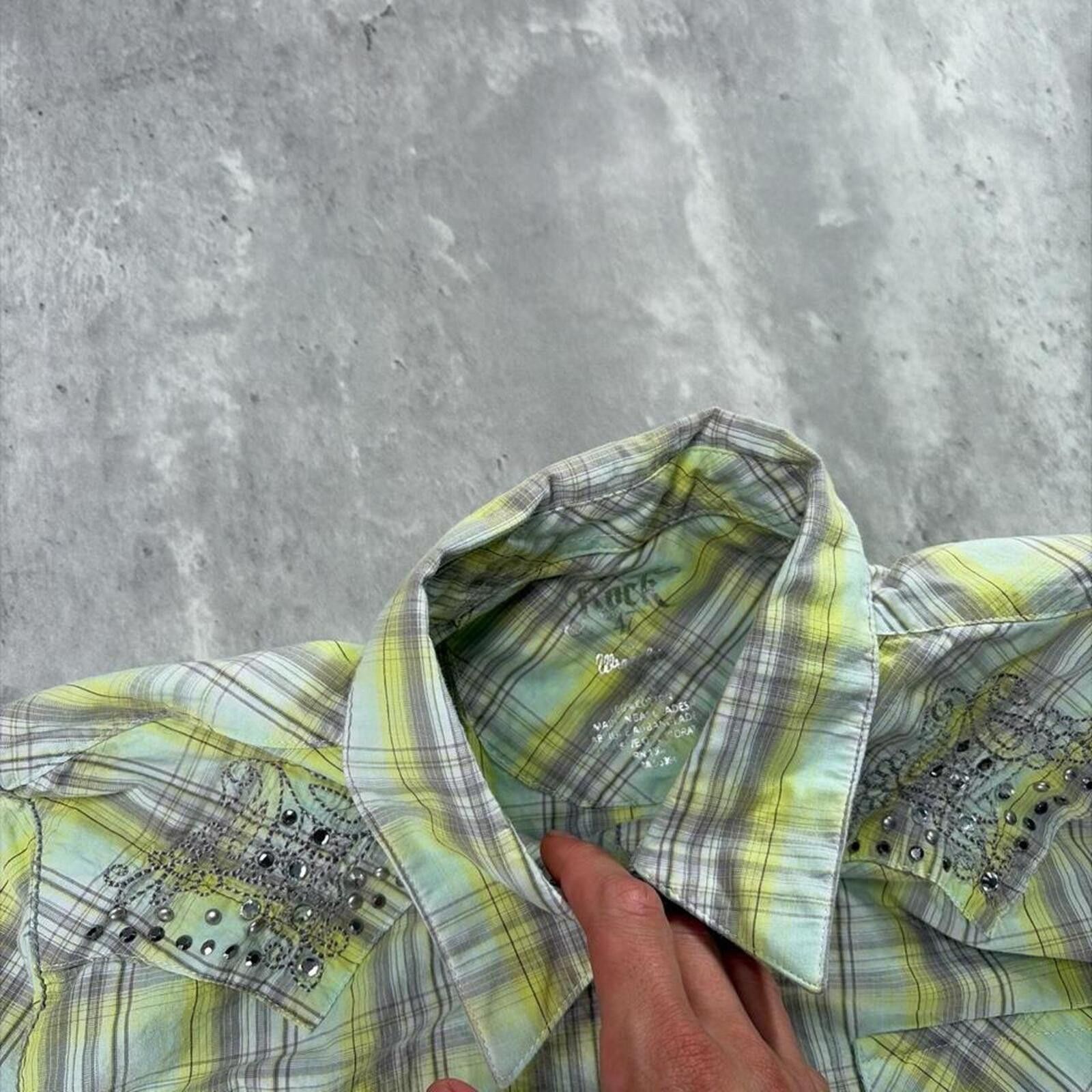 Wrangler Y2K Rock 47 By Wrangler Grunge Plaid Long Sleeve Shirt Size XL / US 12-14 / IT 48-50 - 7 Thumbnail