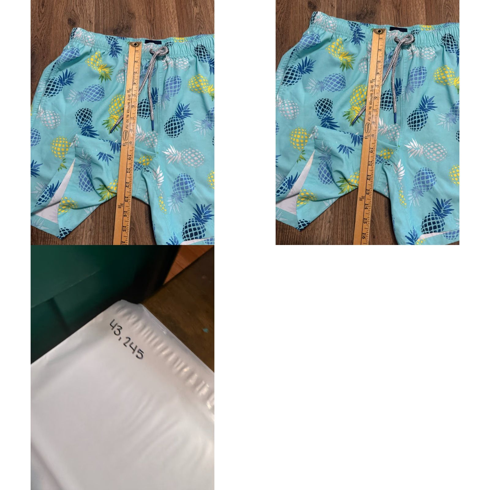 Vintage Rainforest Shorts Mens Medium Swim Trunks Blue Green Yellow Tie Waist Pineapples Jeans? Size US 31 - 9 Thumbnail