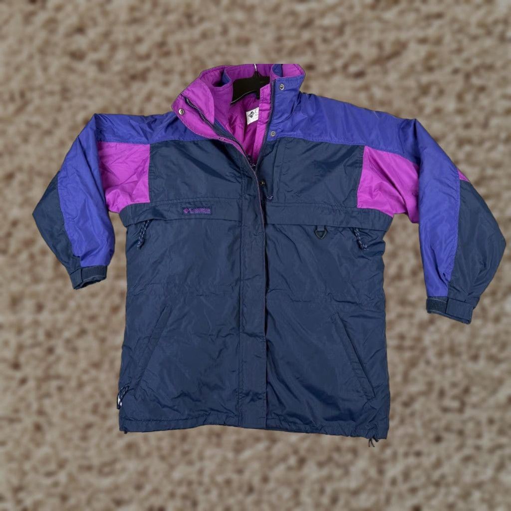 VINTAGE Columbia Jacket Womens Medium Blue Purple 3-In-1 Ski Snow Hoodie Full Zip Lightweight Pockets Embroidered Casual Fall Winter Mens Womens