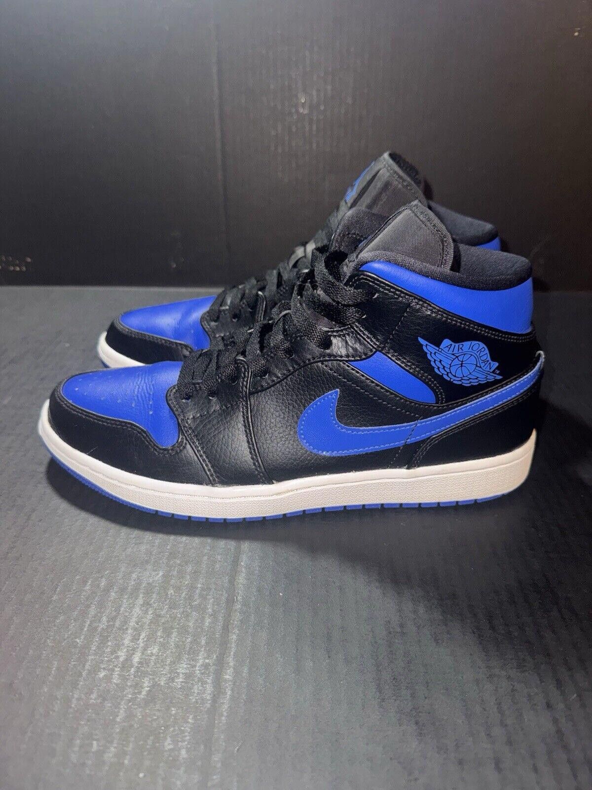 Jordan Brand Nike Air Jordan 1 Mid Black Hyper Royal - 554724-068 - Sz 9 Size US 9 / EU 42 - 5 Thumbnail