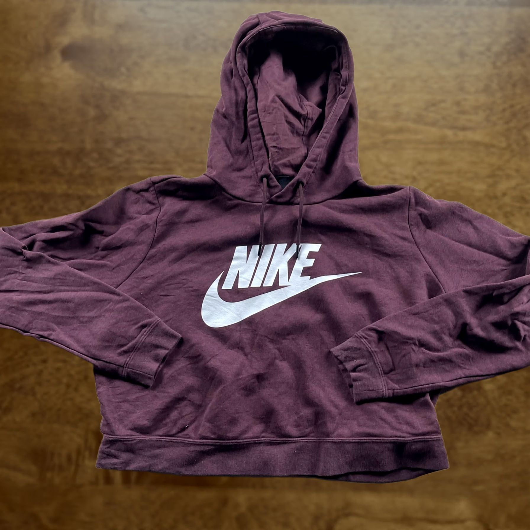 Nike Nike Womens Large Purple Cropped Pullover Sweatshirt Fleece Hoodie Swoosh Size L / US 10 / IT 46 - 1 Thumbnail