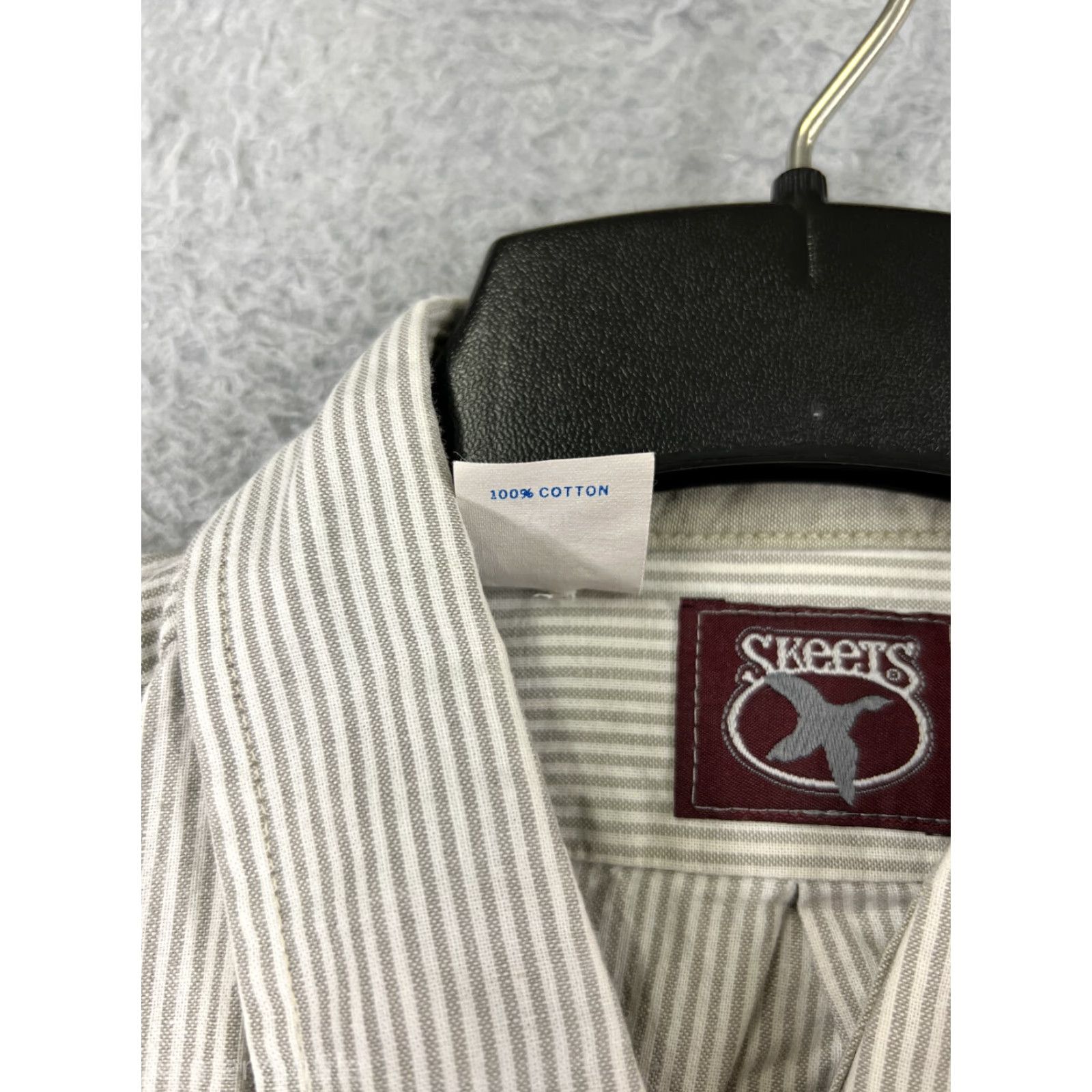 Vintage Skeets Shirt Mens XL Gray Striped Button-Up Cotton Pocket Size US XL / EU 56 / 4 - 4 Thumbnail