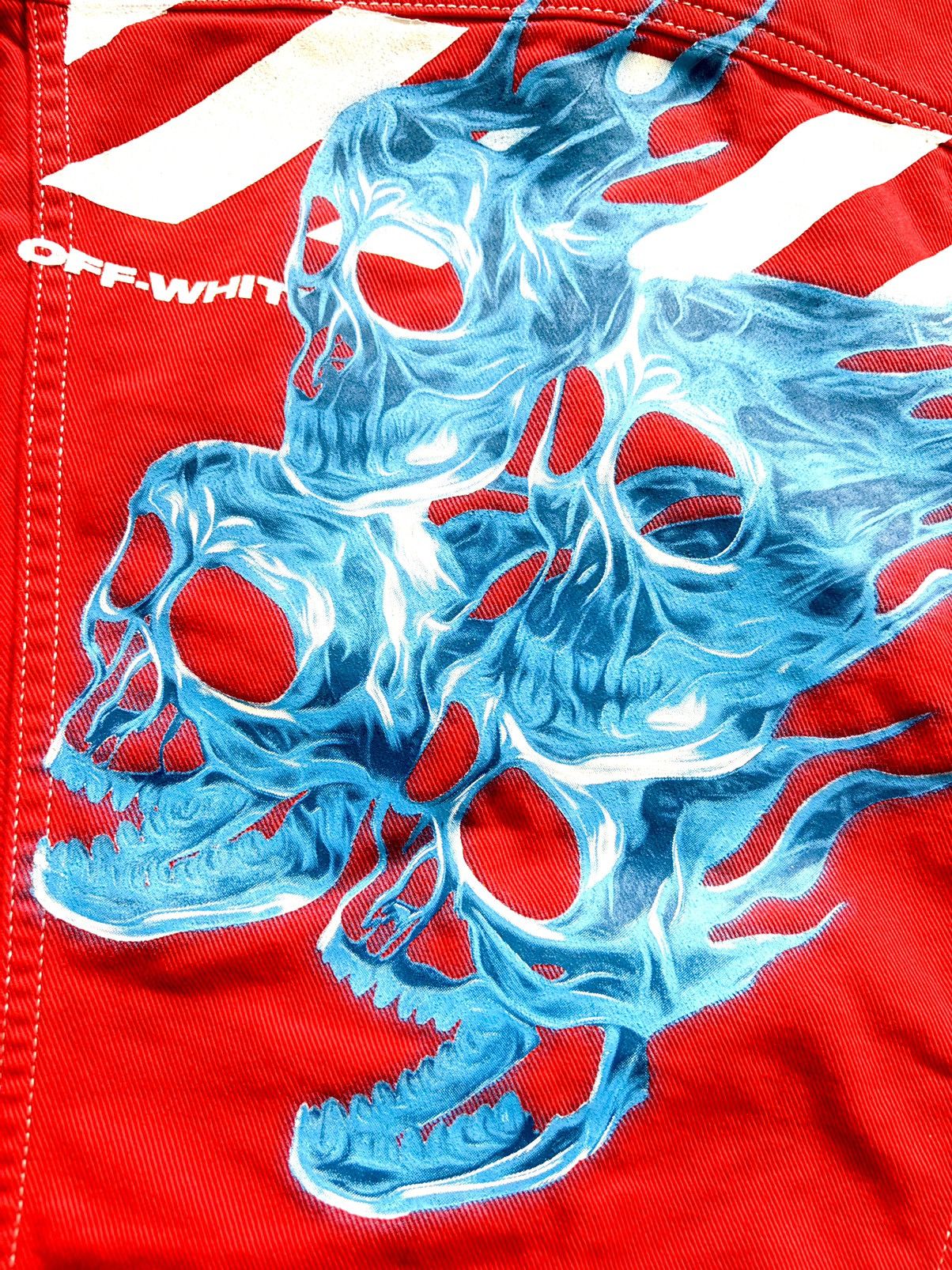 Off-White x Virgil Abloh “Flaming Skulls” Denim Jacket