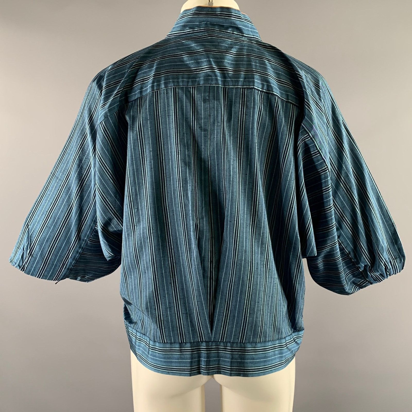 Other Size L Blue Orange Stripe Polyester Blend Shawl Collar Shirt Size L / US 10 / IT 46 - 5 Thumbnail