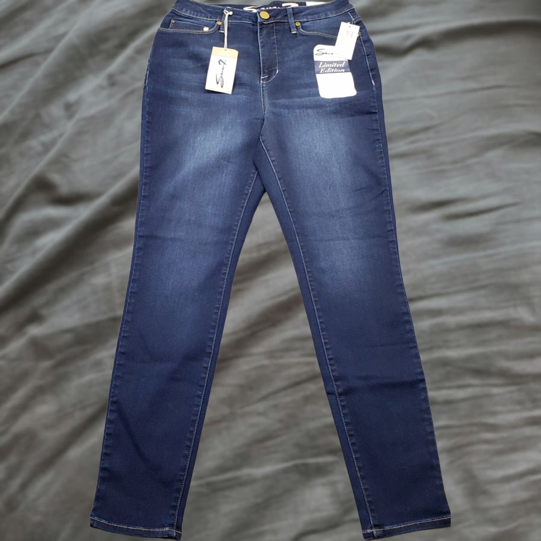 Vintage Seven7 Legging Jeans Women 12 Blue Denim Cotton Ultra High Rise Comfort Size 34" / US 12 / IT 48 - 1 Thumbnail