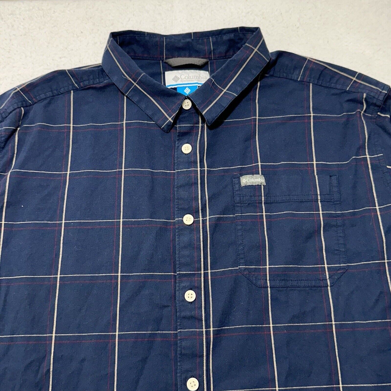 Columbia Columbia XXL Vapor Ridge Button Down Shirt Navy Blue Plaid Size US XXL / EU 58 / 5 - 2 Thumbnail