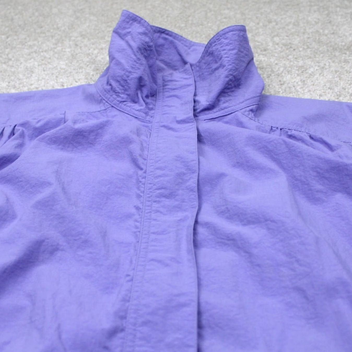 Vintage Alfred Dunner Purple Full Zip Windbreaker Jacket Womens Medium 100% Nylon Solid Mid-Length Zip Front Coat Jacket Size M / US 6-8 / IT 42-44 - 4 Thumbnail