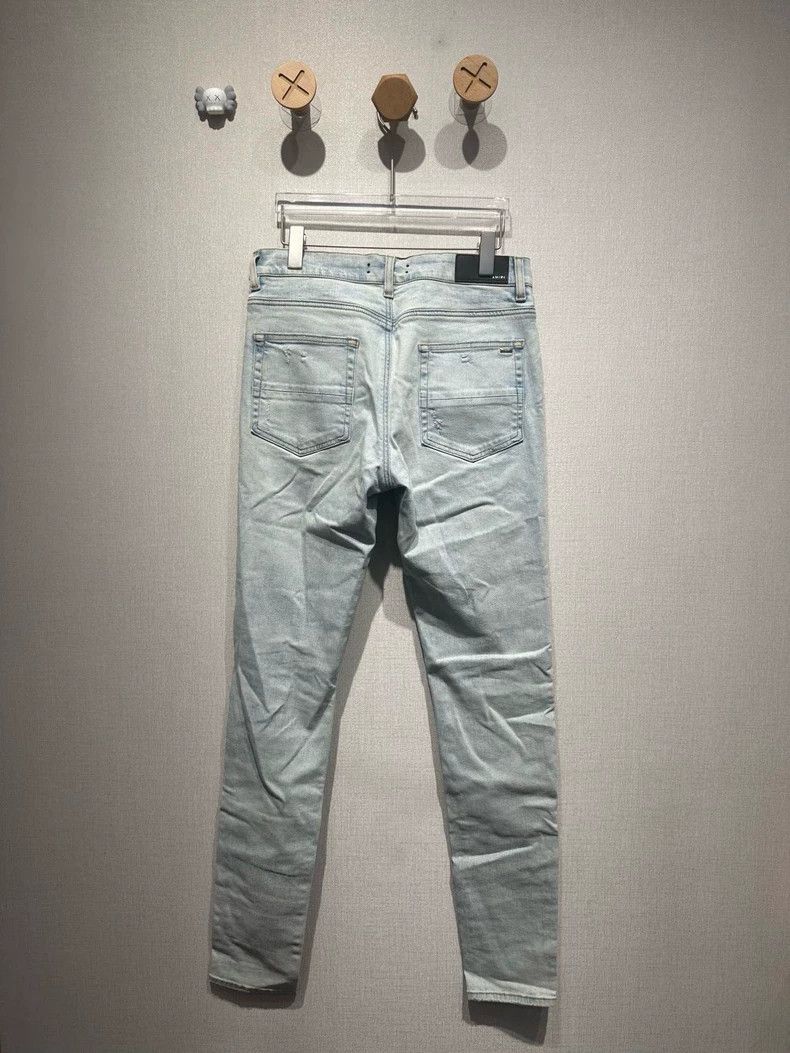 Amiri Amiri Washed Blue Knife Cut Jeans Size US 32 / EU 48 - 2 Thumbnail