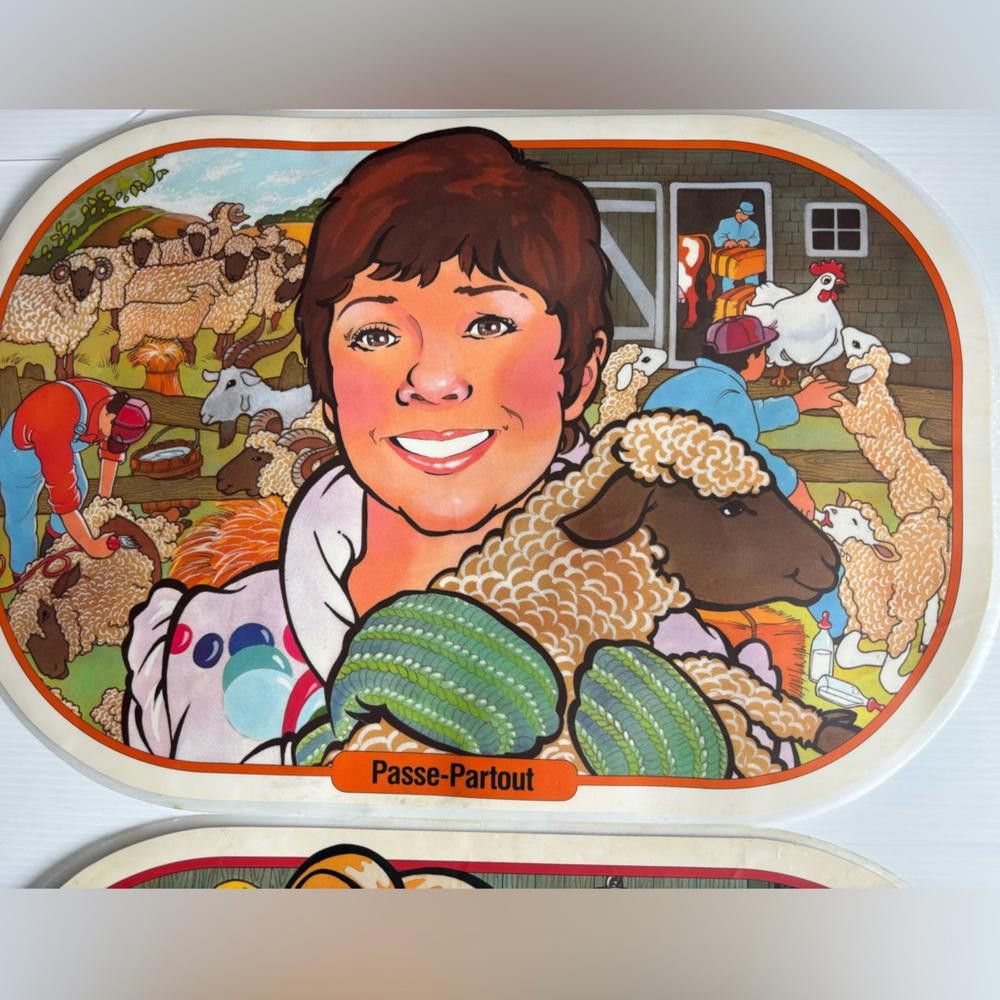Designer Set of 7 Vintage Passe-Partout Canada Retro TV Placemats Size ONE SIZE - 8 Thumbnail