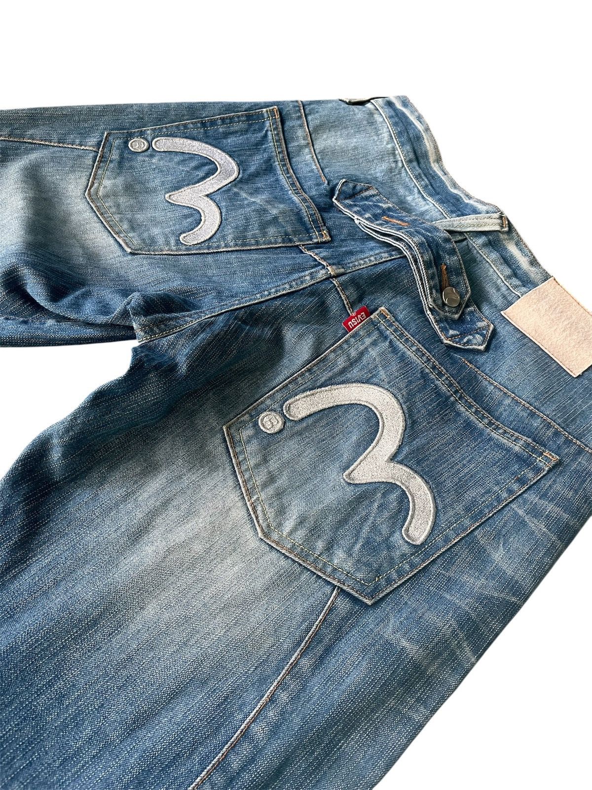 Japanese Brand Evisu Genes Silver Embroidered Seagull Jeans Cinch Back Size US 30 / EU 46 - 3 Thumbnail