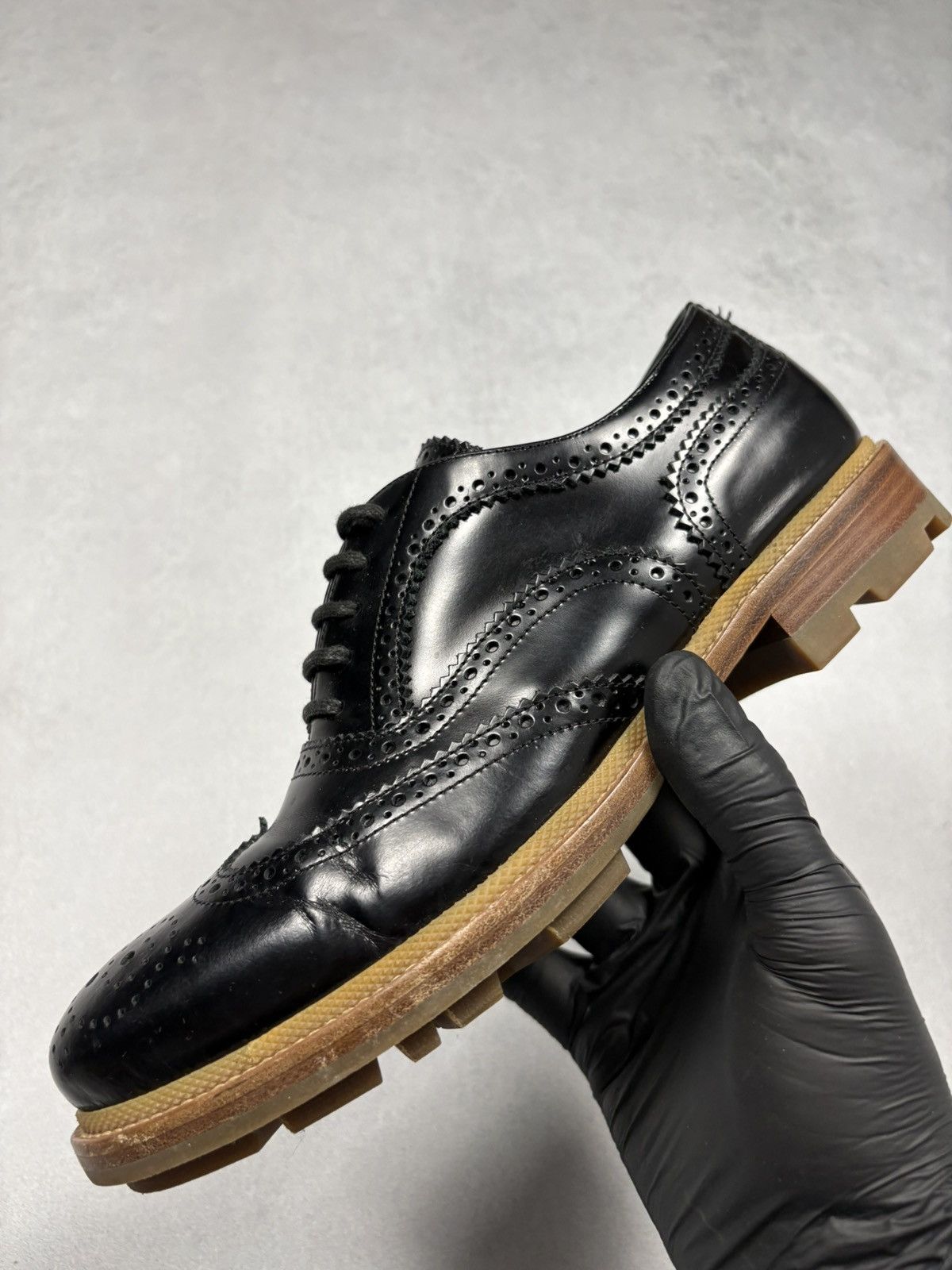 Jil Sander Jil Sander Black Leather Brogue Lug Sole Shoes Size 39 Rare Size US 6 / EU 39 - 7 Thumbnail