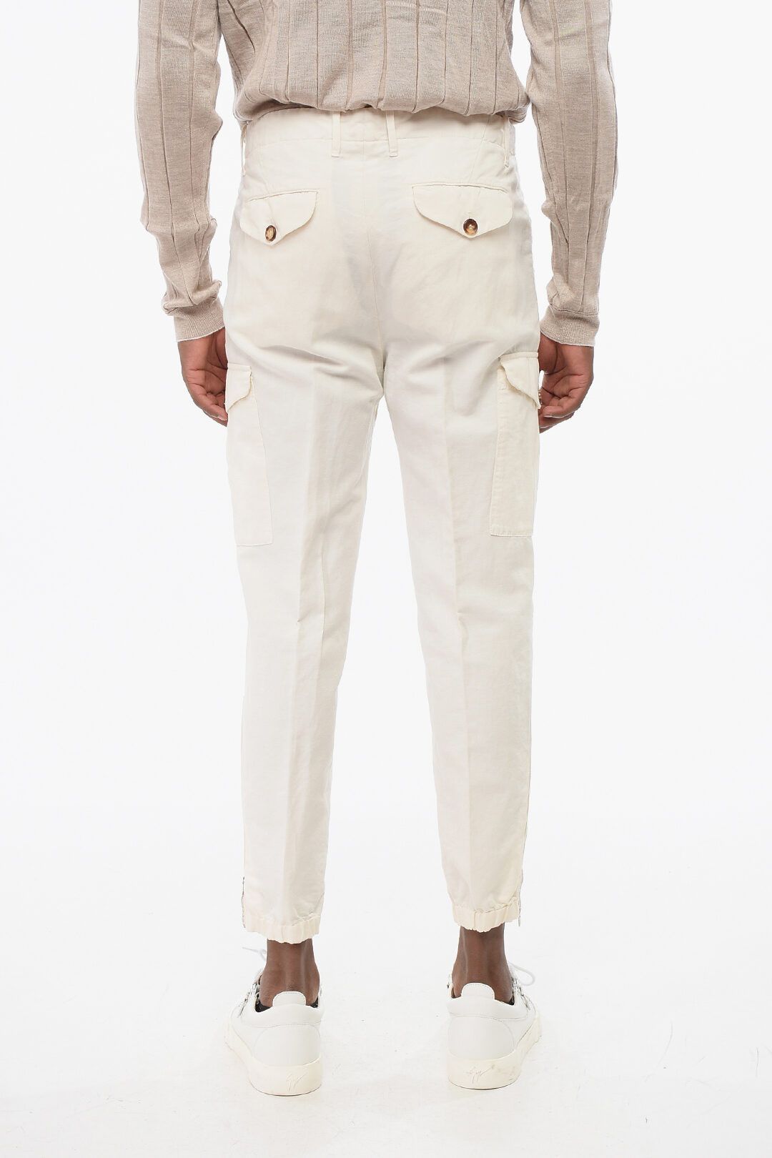 Brunello Cucinelli og1mm0725 Linen Blend Cargo Pant in White Size US 32 / EU 48 - 2 Thumbnail