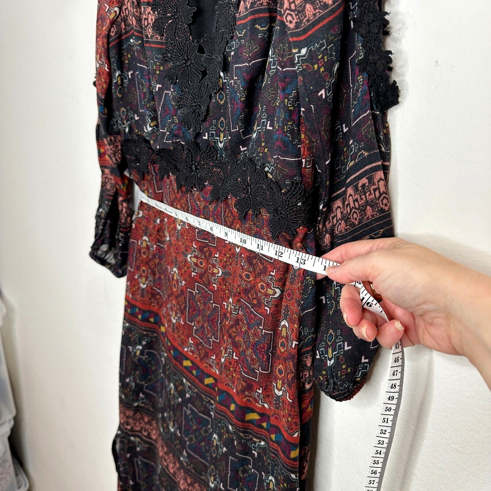 Other Line & Dot Black Rust Aztec Lace Slit Maxi Cold Shoulder M Size M / US 6-8 / IT 42-44 - 13 Thumbnail