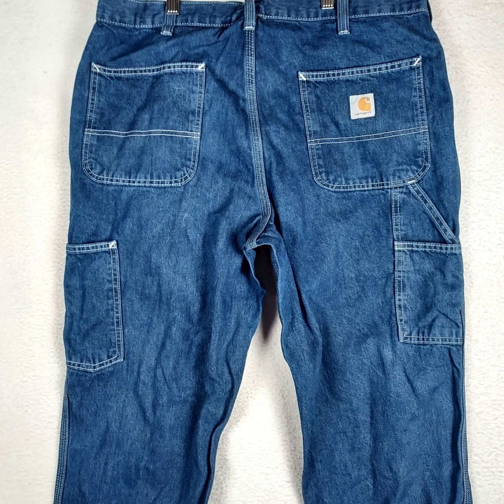 Carhartt Carhartt Mens Jeans 33x32 Denim Straight Leg Blue 5-Pocket Zip Mid Rise Relaxed Regular Inseam 32" - Cotton Heavyweight Workwear Size US 33 - 3 Thumbnail