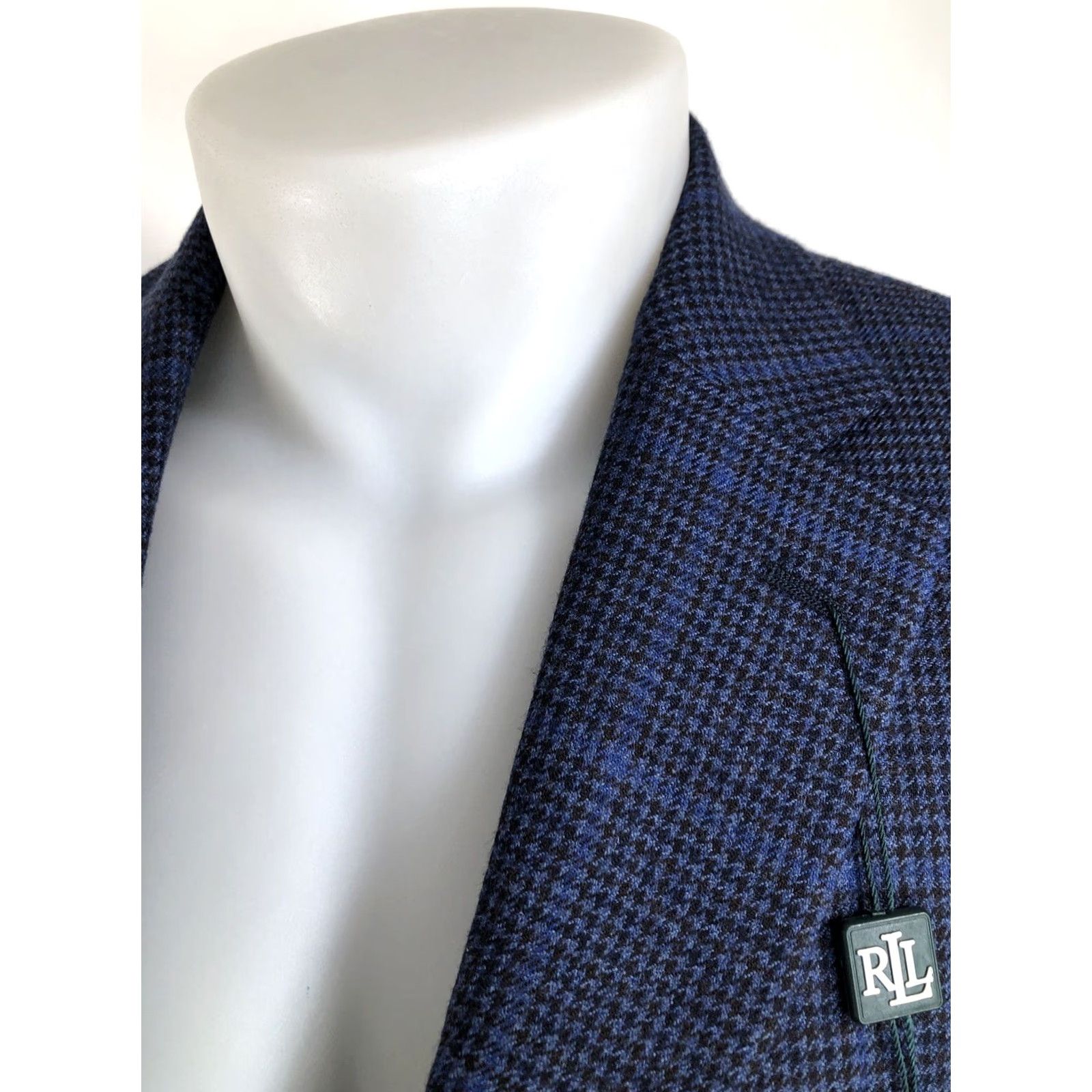 Ralph Lauren LAUREN / RALPH LAUREN Blazer Wool Plaid 40L Blue / Brown Houndstooth Big & Tall Mens Ultraflex Blazer with Tag Size 40R - 2 Thumbnail